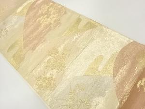 遠山に花模様織出し袋帯